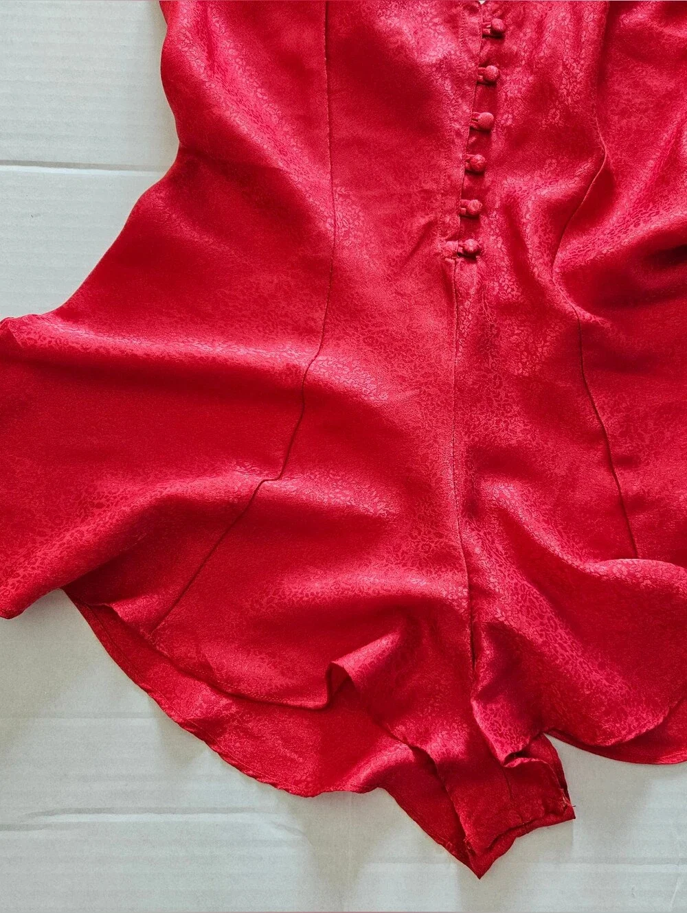 Vintage Y2K Dreamtime Red Satin Teddy Romper Lingerie Small